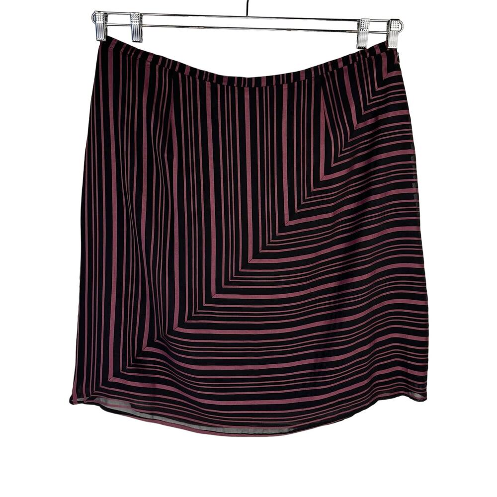 VTG ALFANI | Plum & Black Striped Lightweight Knee Length Skirt | Women's 22W